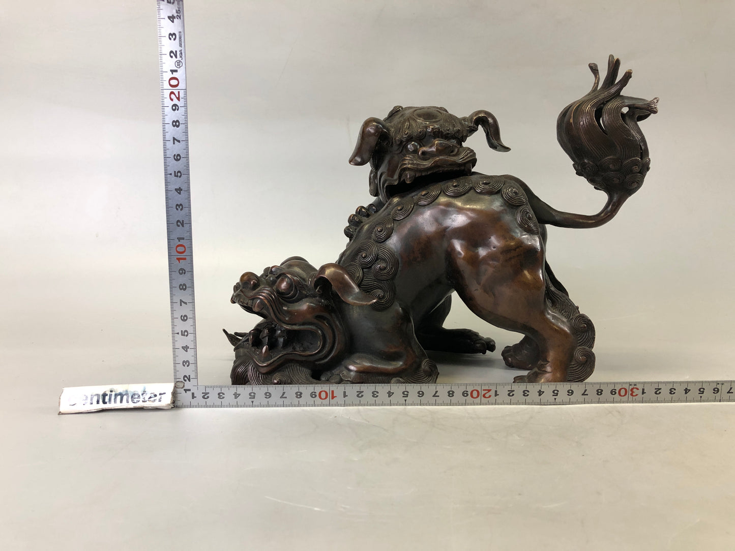 Y7536 KOURO Old copper lion Japan antique Incense Burner fragrance aromatherapy