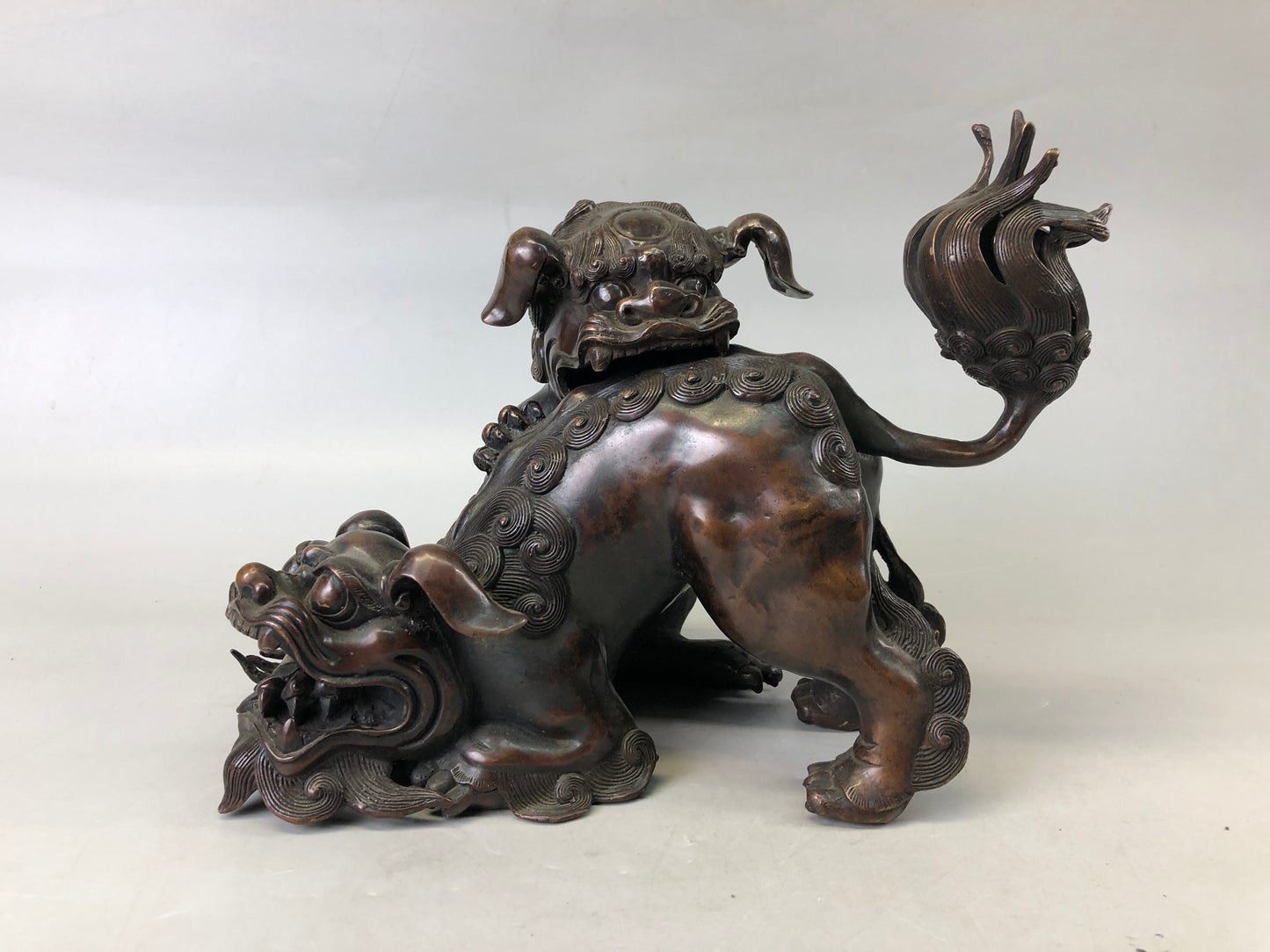 Y7536 KOURO Old copper lion Japan antique Incense Burner fragrance aromatherapy