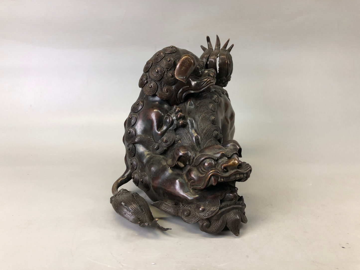 Y7536 KOURO Old copper lion Japan antique Incense Burner fragrance aromatherapy