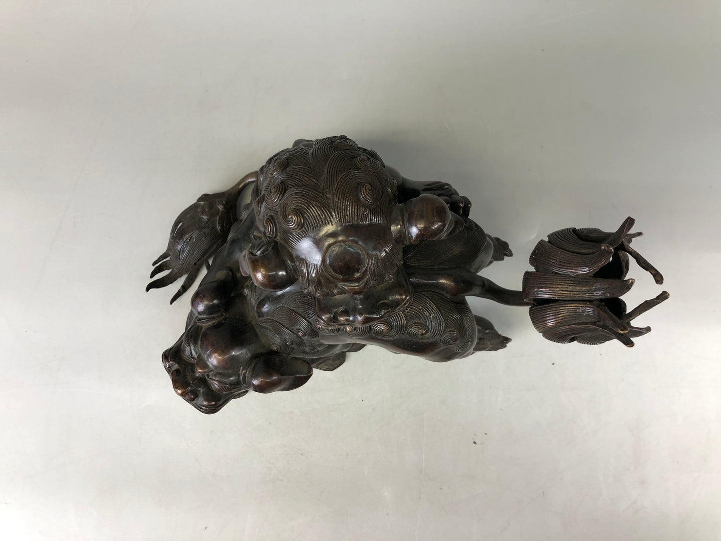 Y7536 KOURO Old copper lion Japan antique Incense Burner fragrance aromatherapy