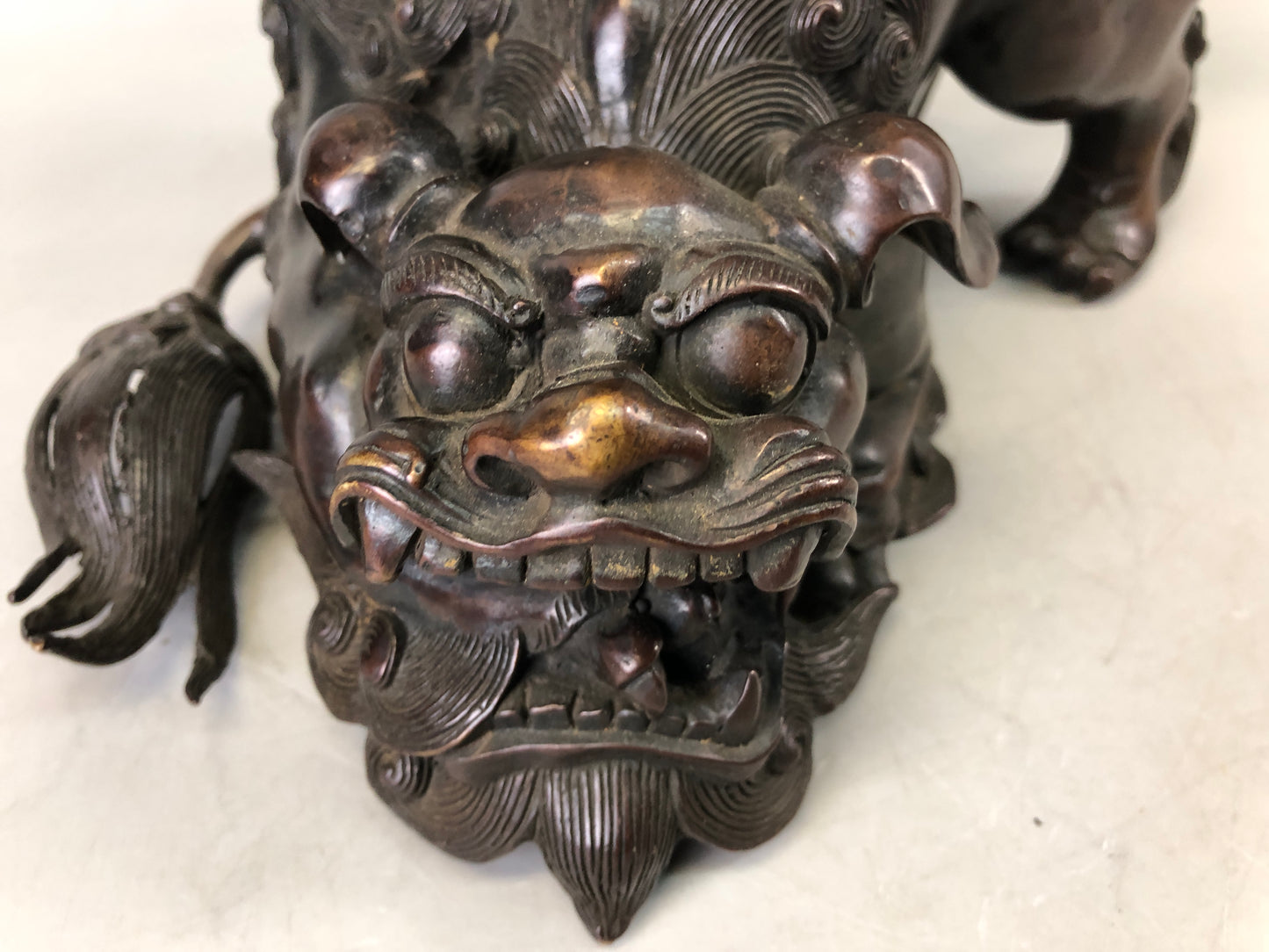 Y7536 KOURO Old copper lion Japan antique Incense Burner fragrance aromatherapy