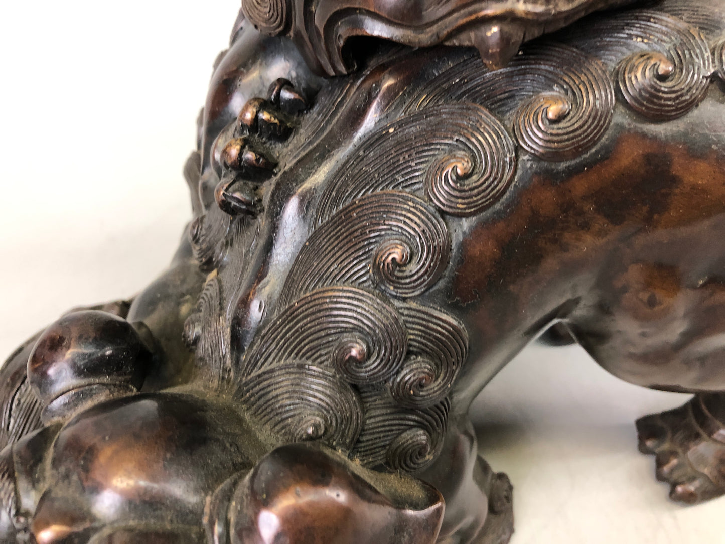 Y7536 KOURO Old copper lion Japan antique Incense Burner fragrance aromatherapy