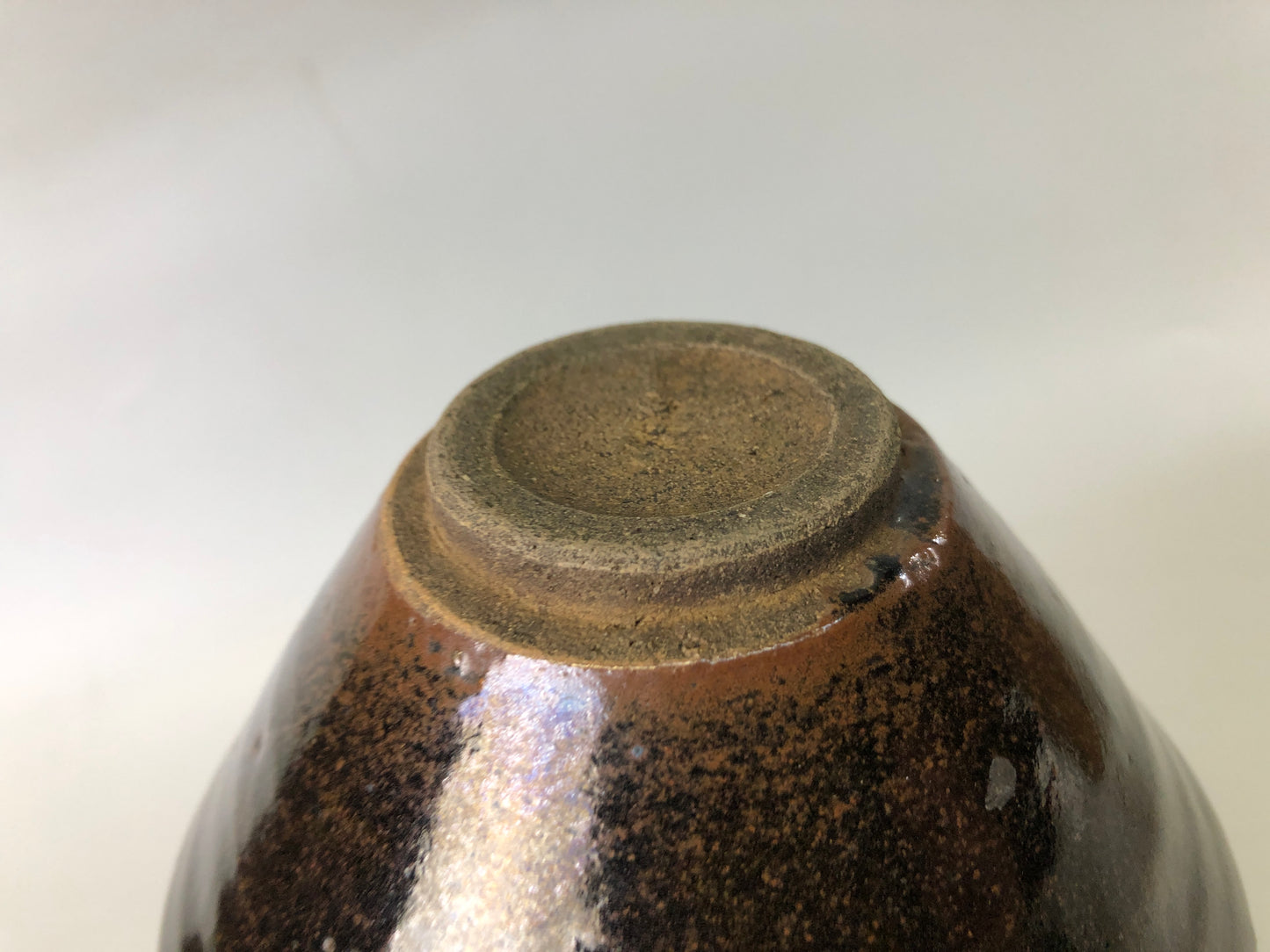 Y7560 CHAWAN Tenmoku bowl signed box Japan antique tea ceremony pottery teacup