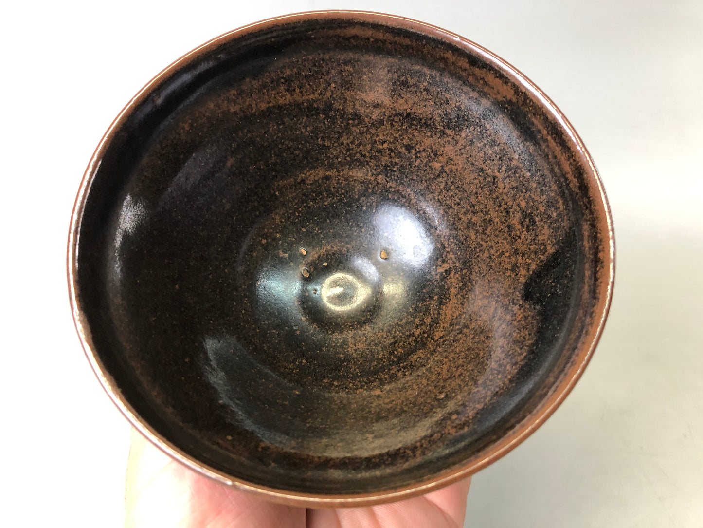 Y7560 CHAWAN Tenmoku bowl signed box Japan antique tea ceremony pottery teacup