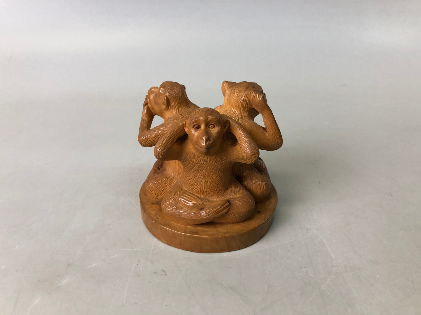 Y7562 OKIMONO wood carving Monkey figurine Japan antique interior decor figure