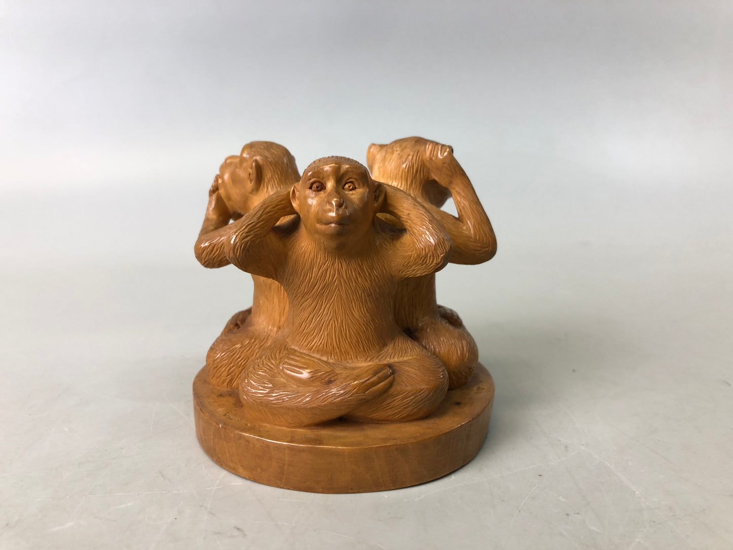 Y7562 OKIMONO wood carving Monkey figurine Japan antique interior decor figure