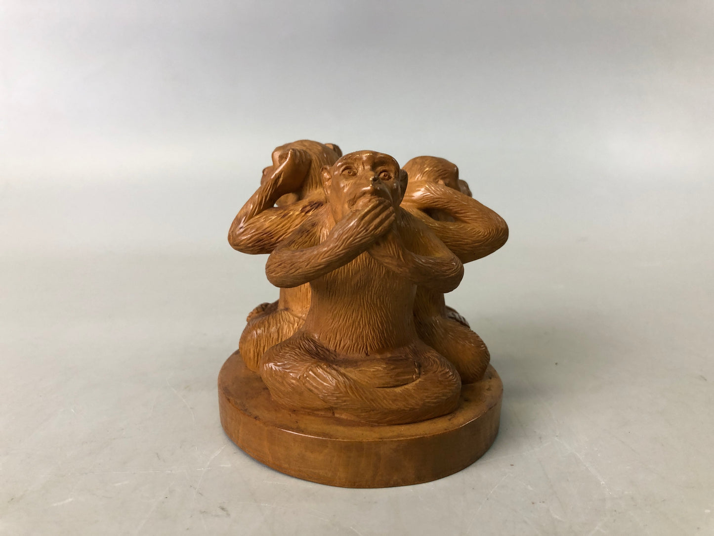 Y7562 OKIMONO wood carving Monkey figurine Japan antique interior decor figure