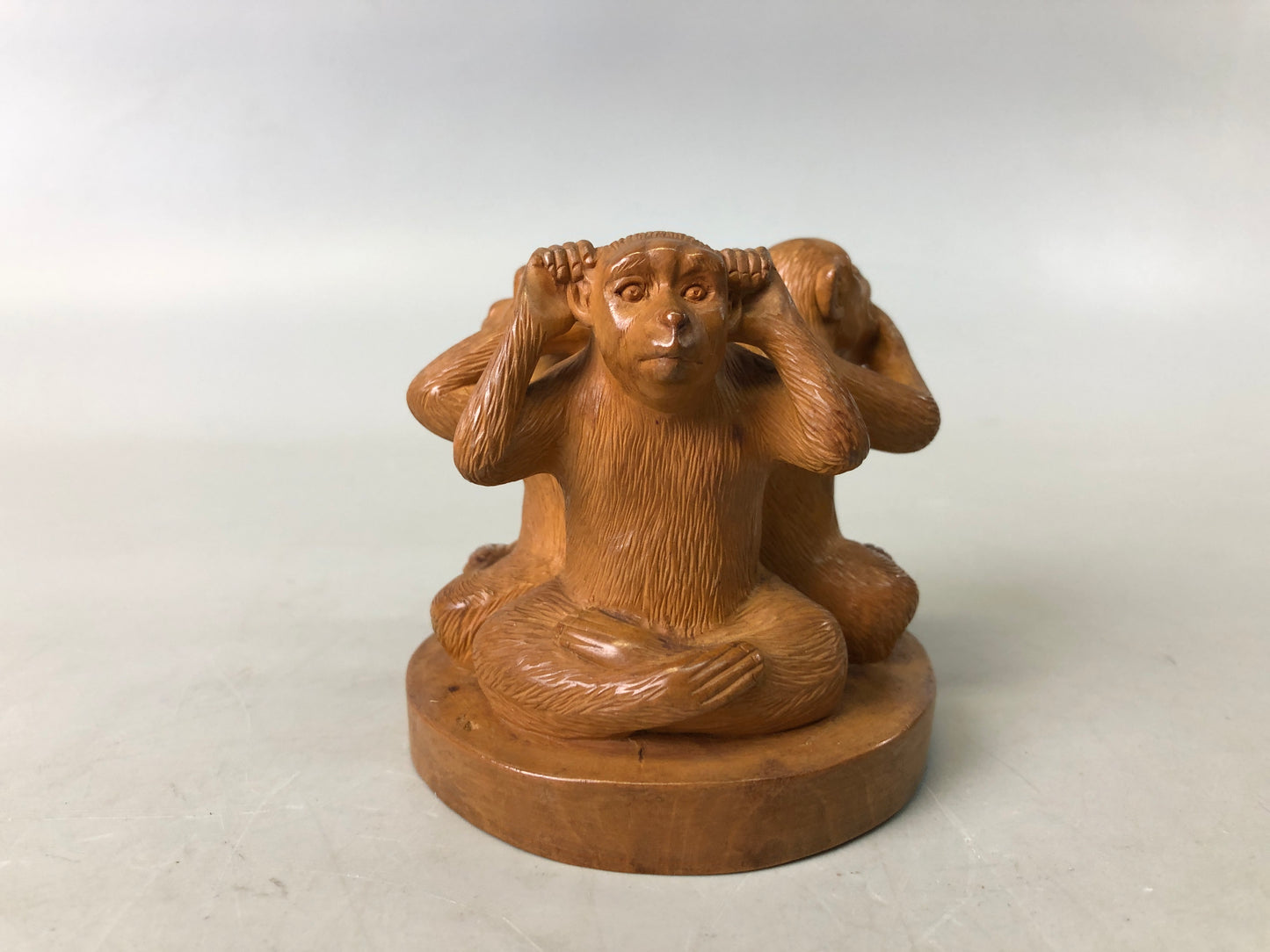 Y7562 OKIMONO wood carving Monkey figurine Japan antique interior decor figure