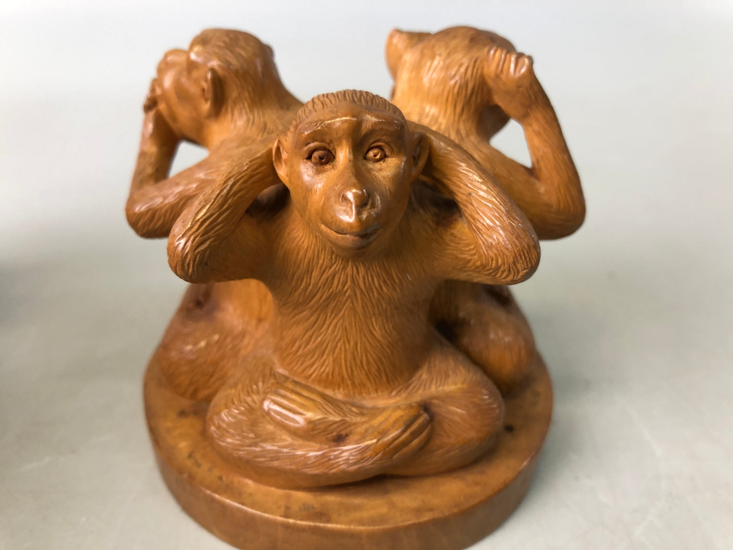 Y7562 OKIMONO wood carving Monkey figurine Japan antique interior decor figure
