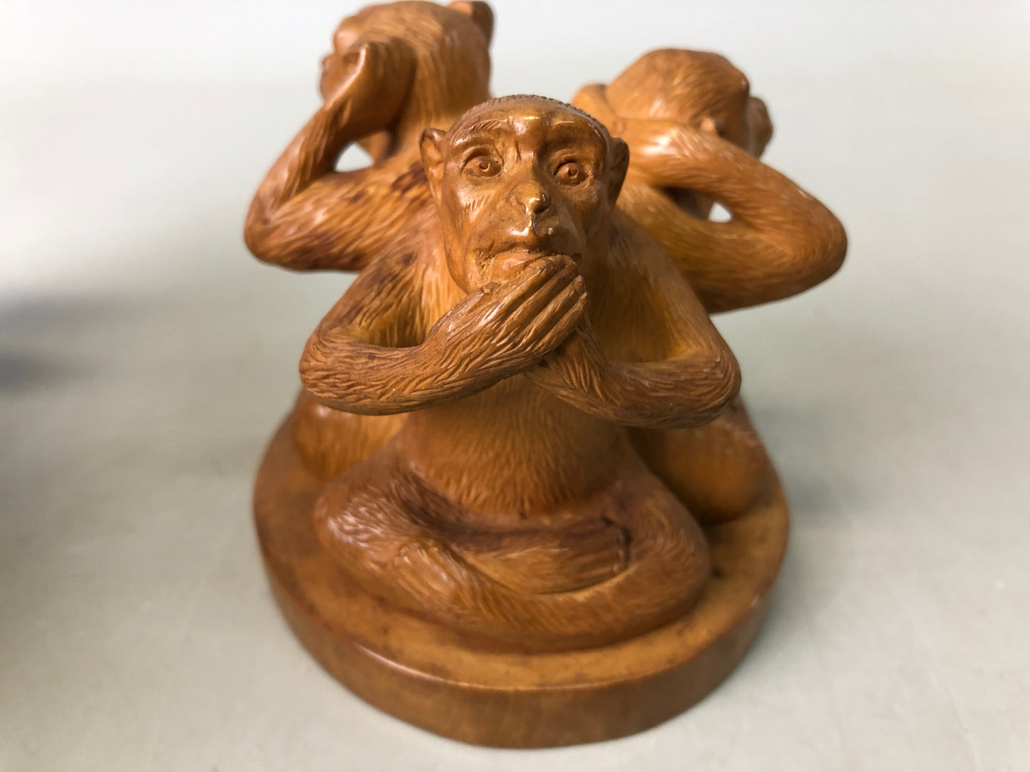 Y7562 OKIMONO wood carving Monkey figurine Japan antique interior decor figure