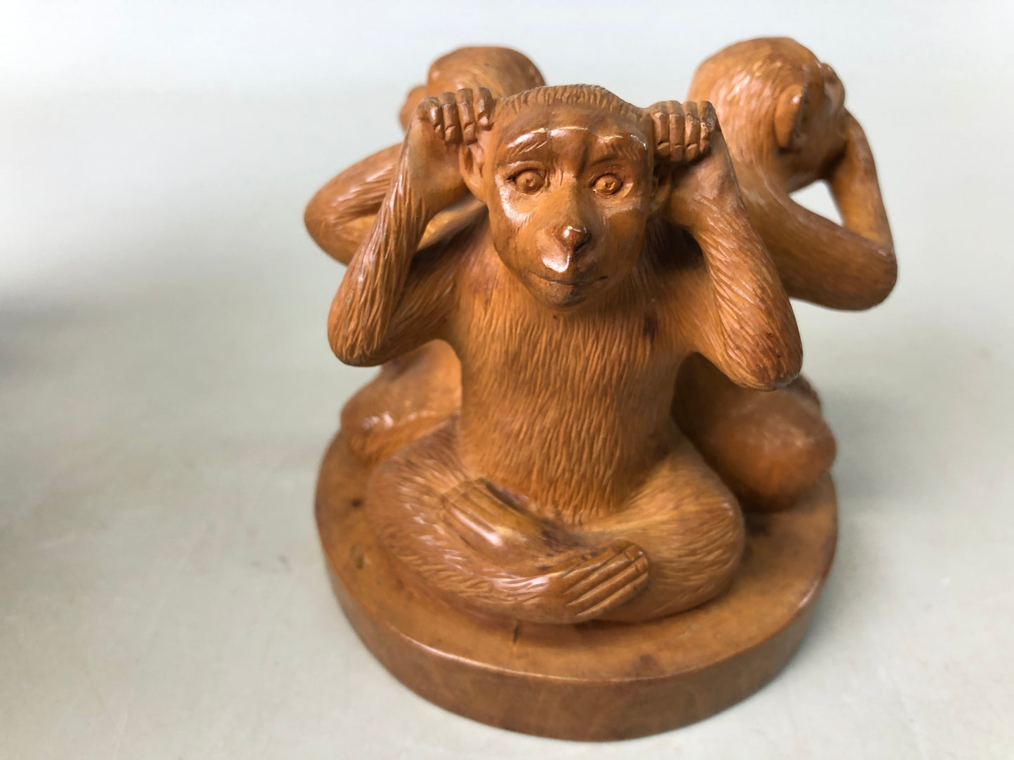 Y7562 OKIMONO wood carving Monkey figurine Japan antique interior decor figure