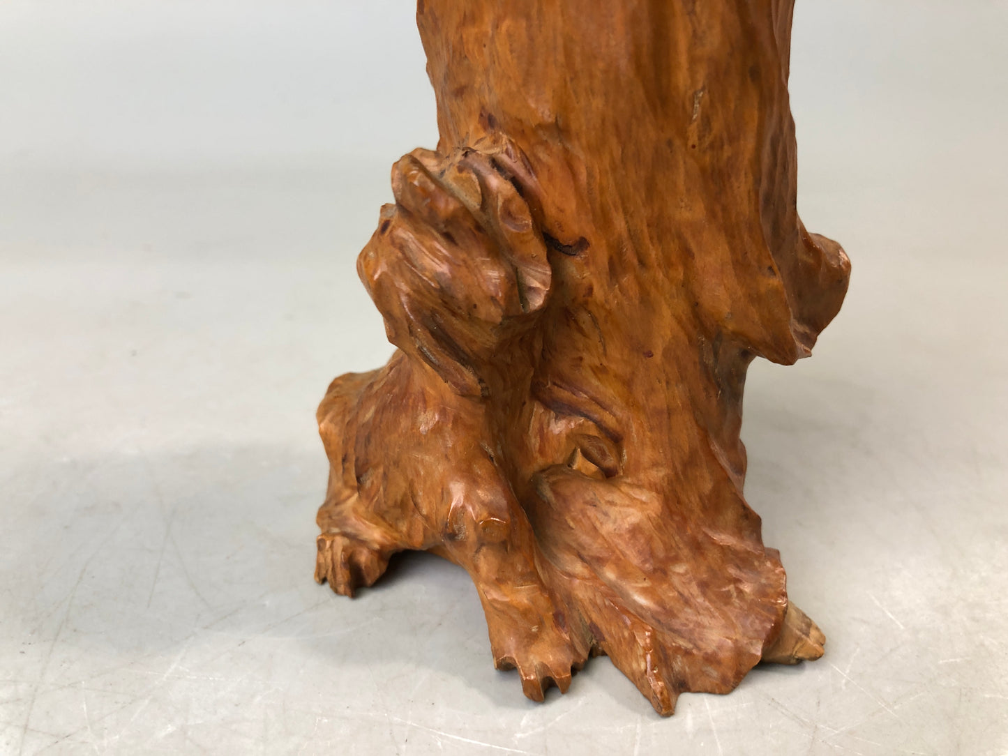 Y7582 STATUE wood carving Buddha figurine natural root tree Japan antique figure