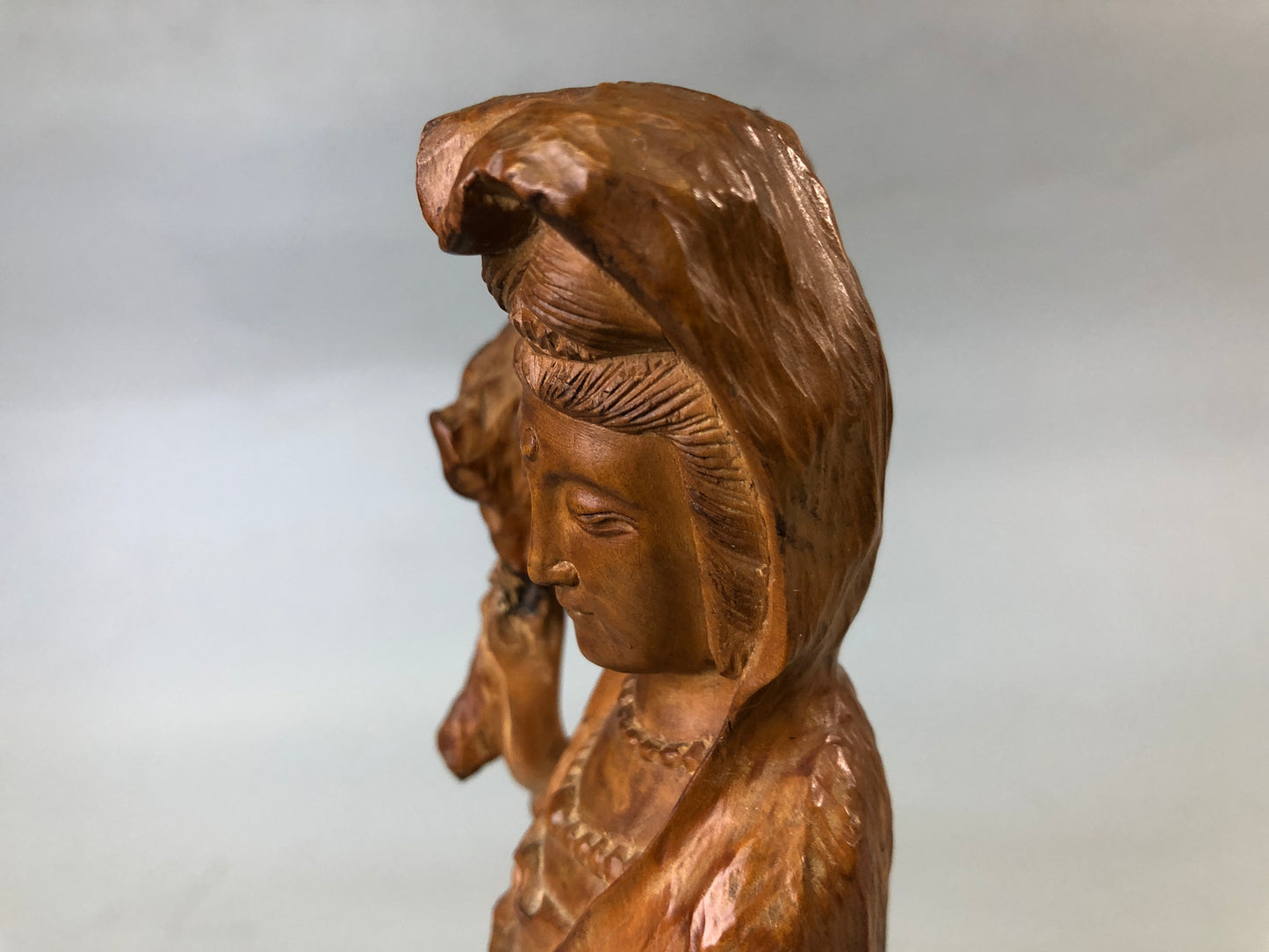 Y7582 STATUE wood carving Buddha figurine natural root tree Japan antique figure