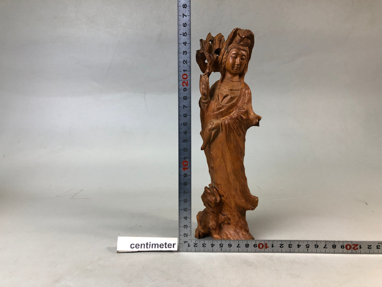 Y7582 STATUE wood carving Buddha figurine natural root tree Japan antique figure
