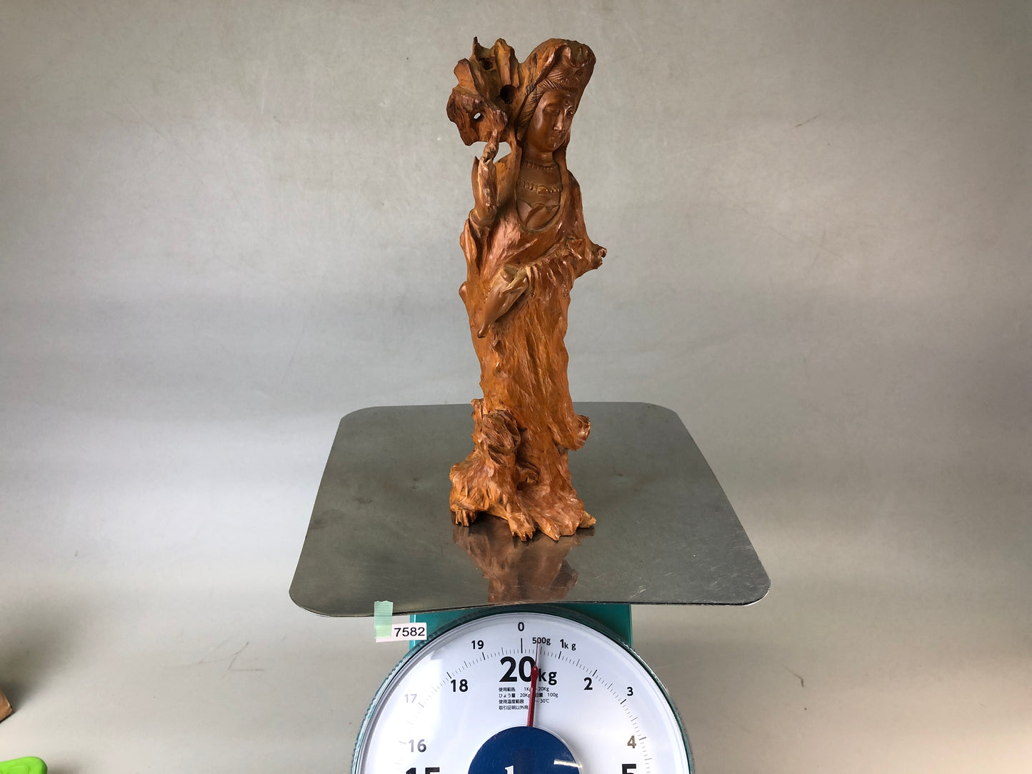Y7582 STATUE wood carving Buddha figurine natural root tree Japan antique figure