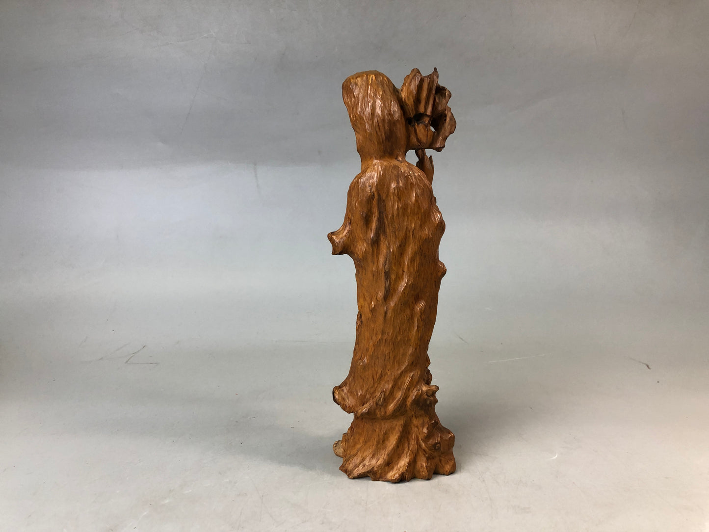 Y7582 STATUE wood carving Buddha figurine natural root tree Japan antique figure
