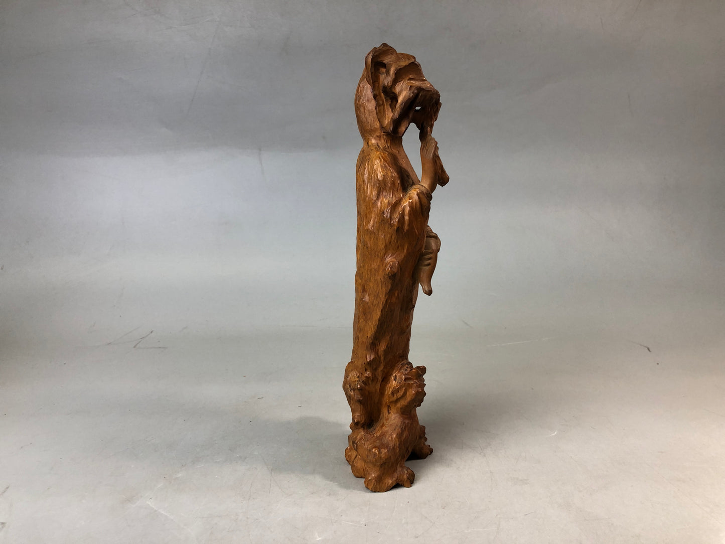 Y7582 STATUE wood carving Buddha figurine natural root tree Japan antique figure