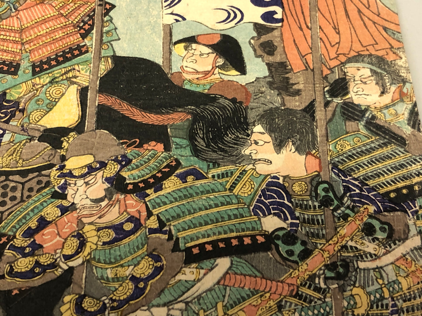 Y7584 WOODBLOCK PRINT Kuniyoshi warrior battle triptych Japan Ukiyoe antique art