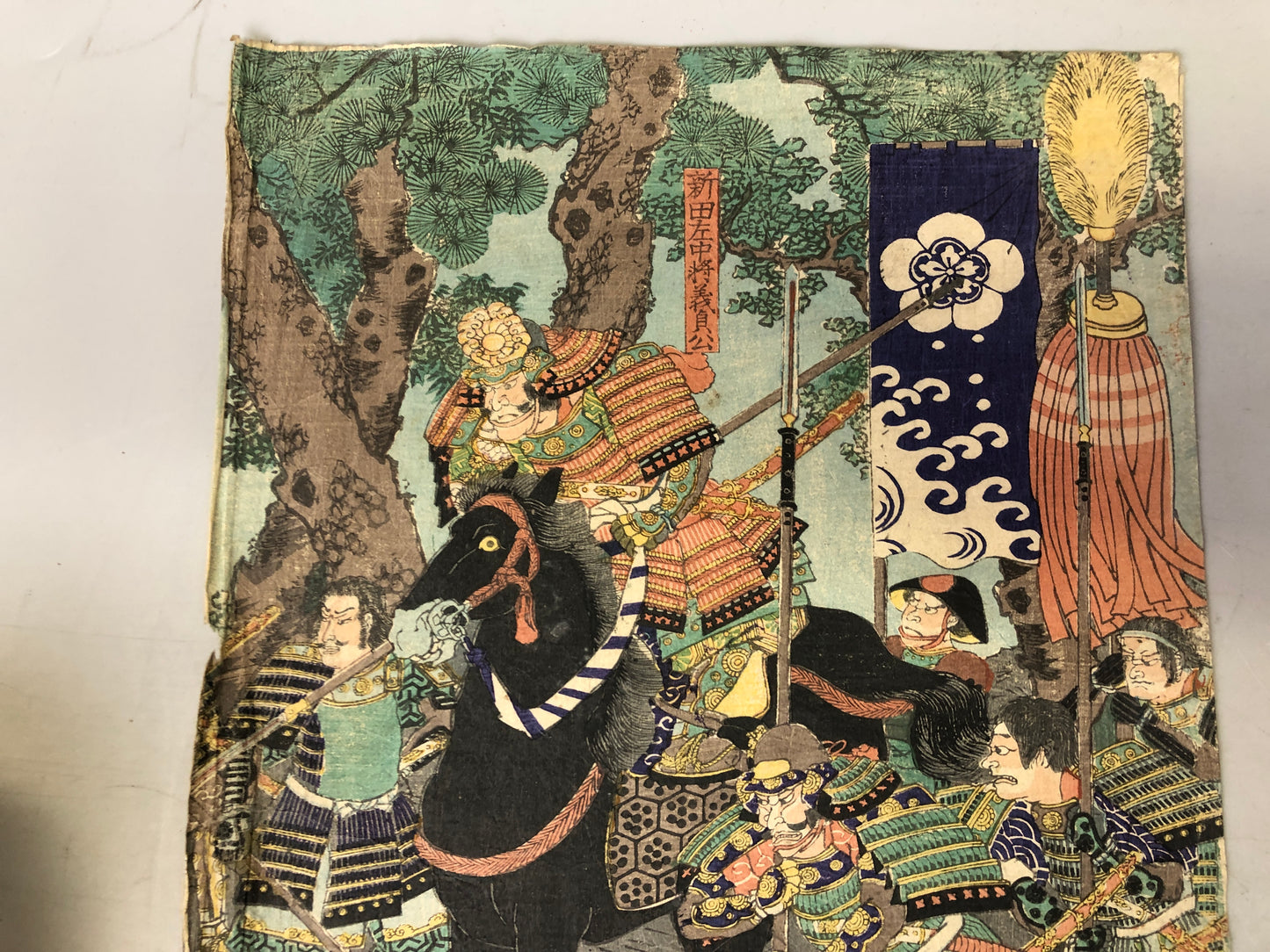 Y7584 WOODBLOCK PRINT Kuniyoshi warrior battle triptych Japan Ukiyoe antique art
