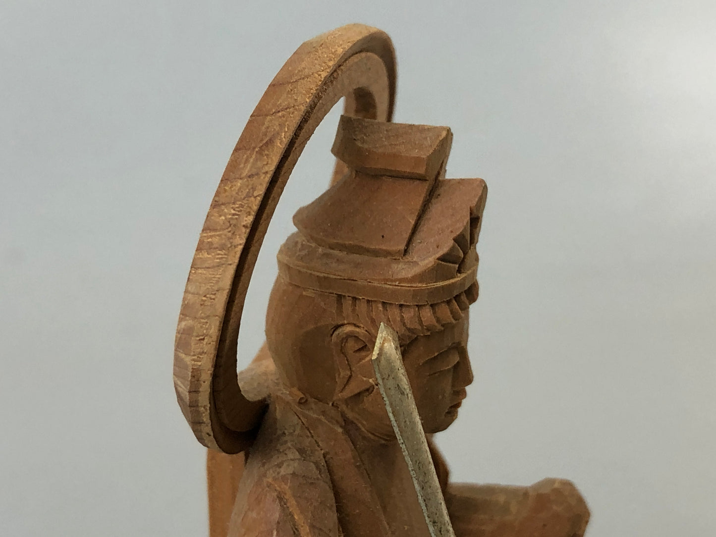 Y7587 STATUE plain wood carving seated Buddha figurine Japan antique interior