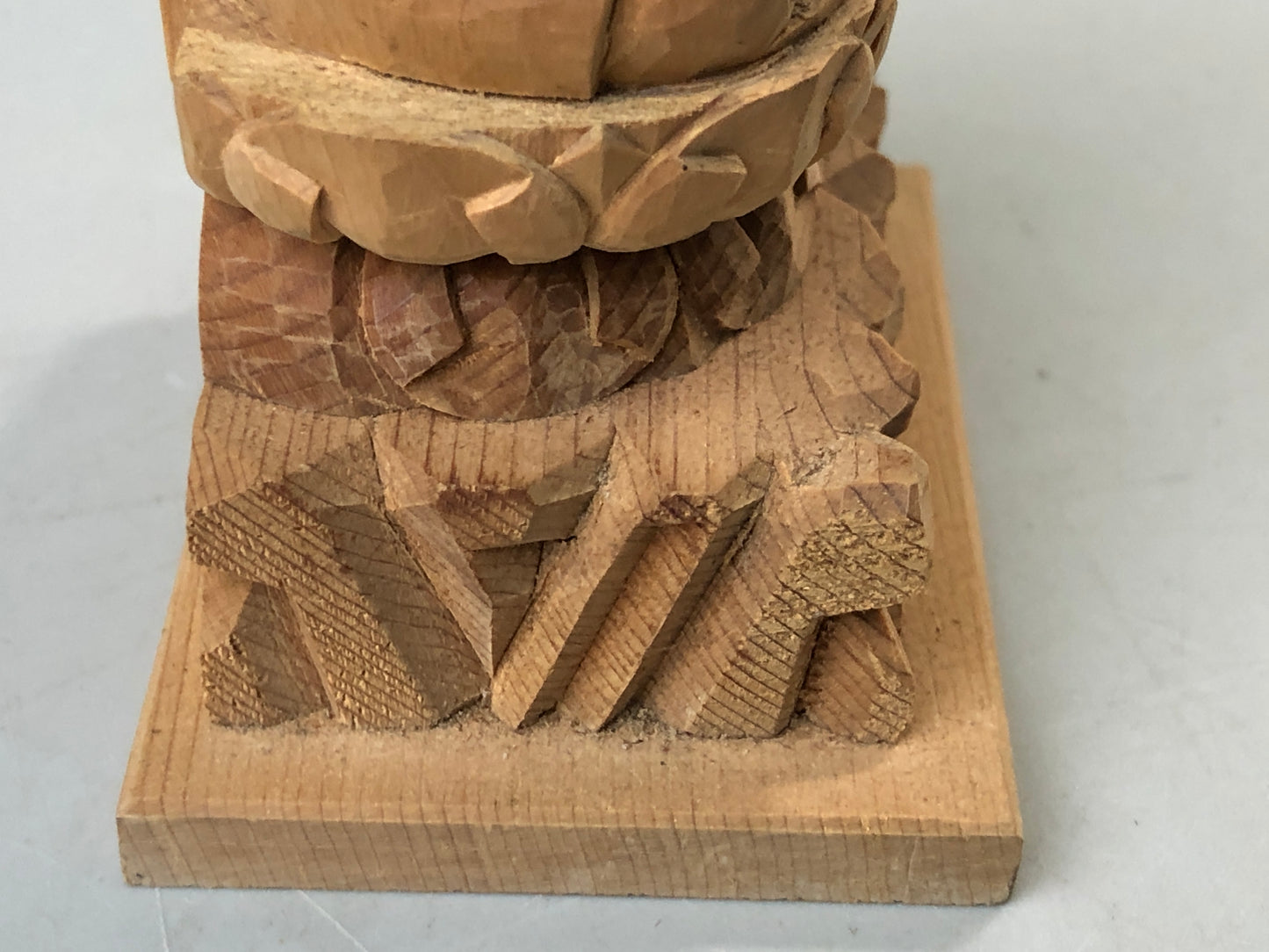 Y7587 STATUE plain wood carving seated Buddha figurine Japan antique interior