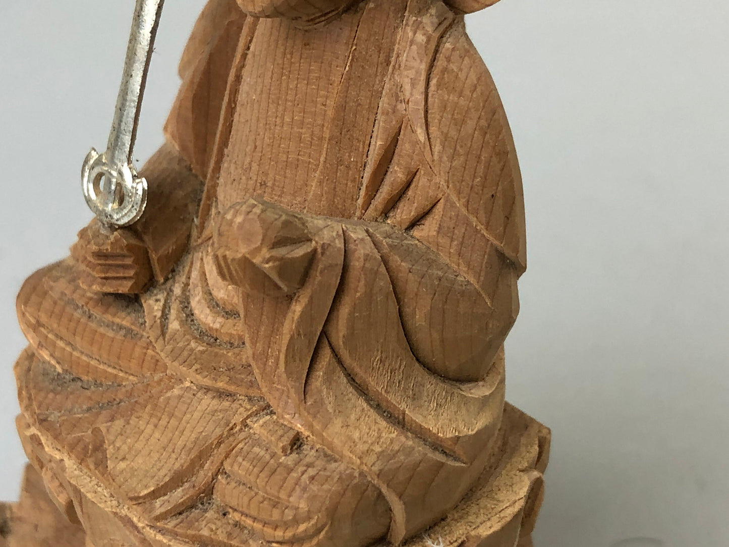 Y7587 STATUE plain wood carving seated Buddha figurine Japan antique interior