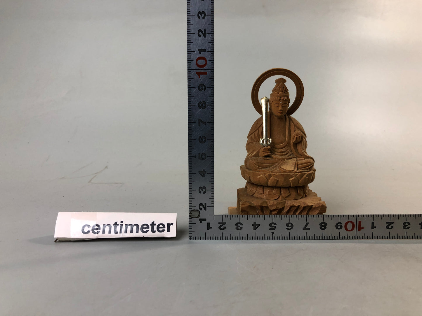 Y7587 STATUE plain wood carving seated Buddha figurine Japan antique interior