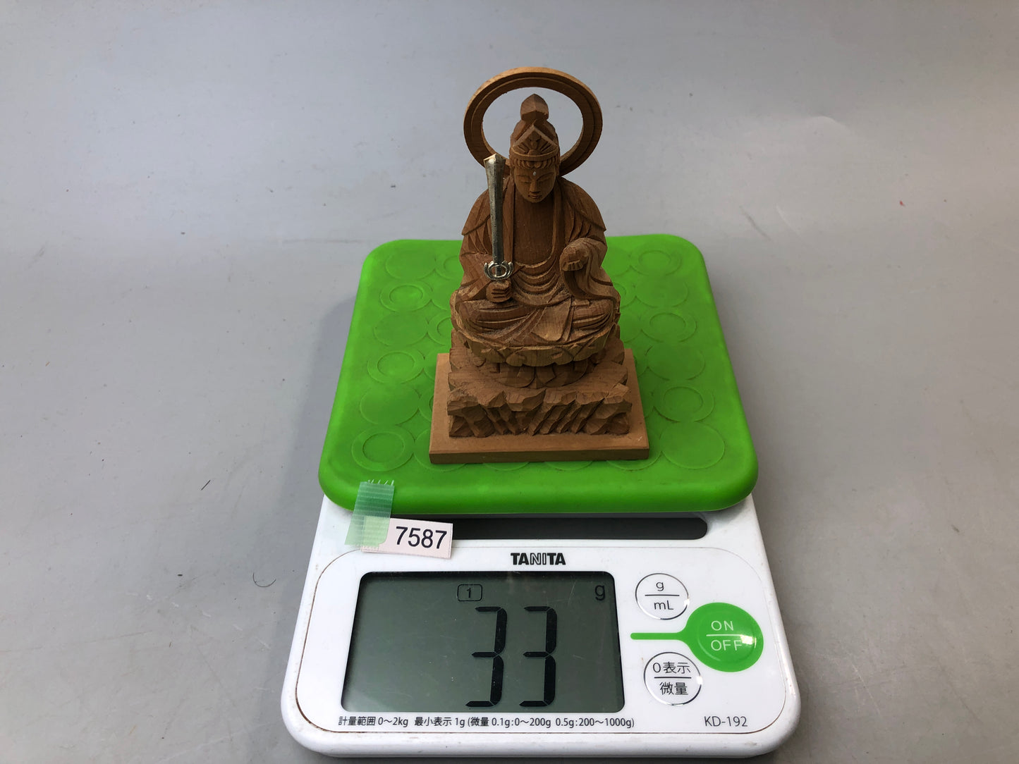 Y7587 STATUE plain wood carving seated Buddha figurine Japan antique interior