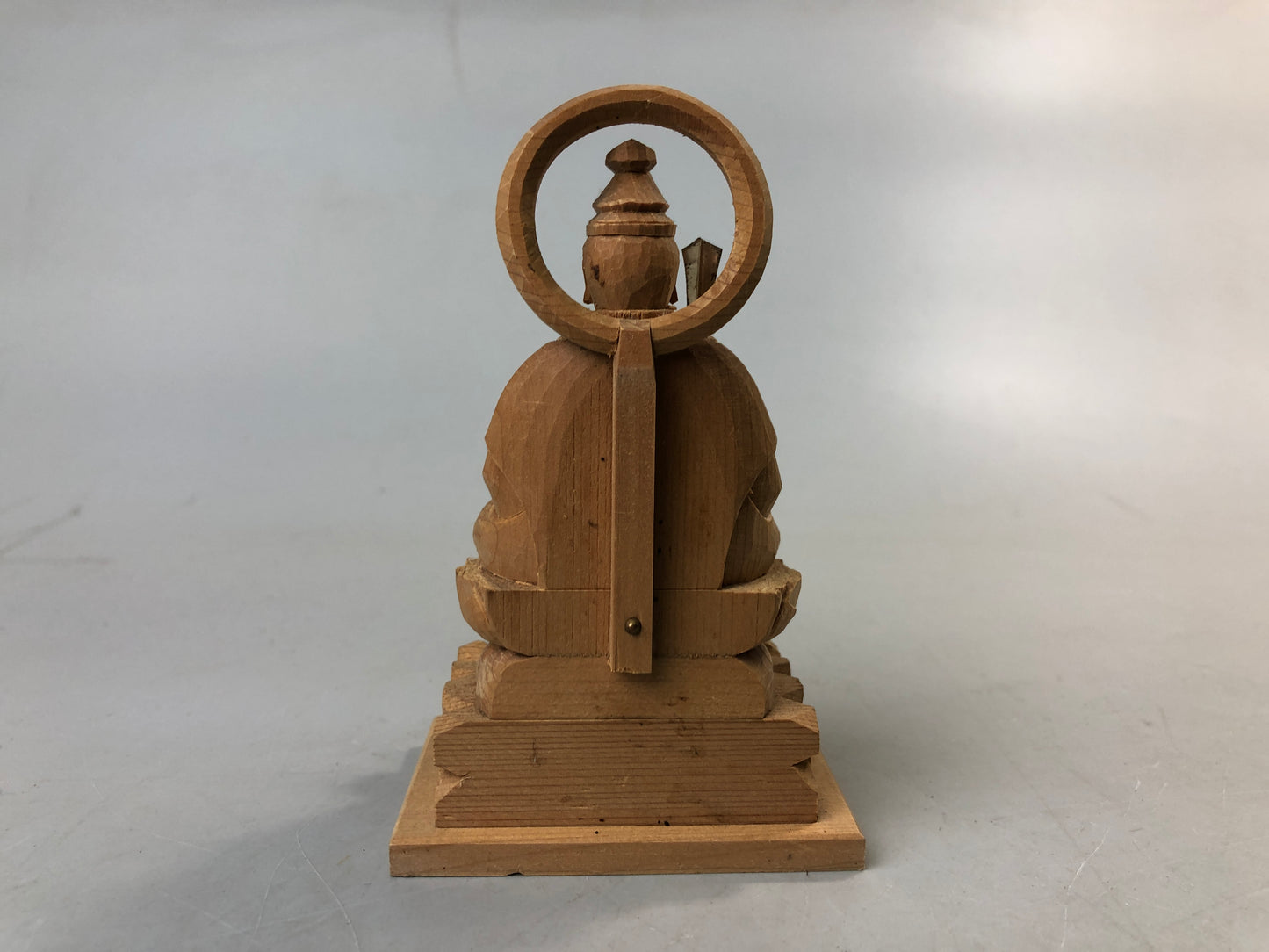 Y7587 STATUE plain wood carving seated Buddha figurine Japan antique interior