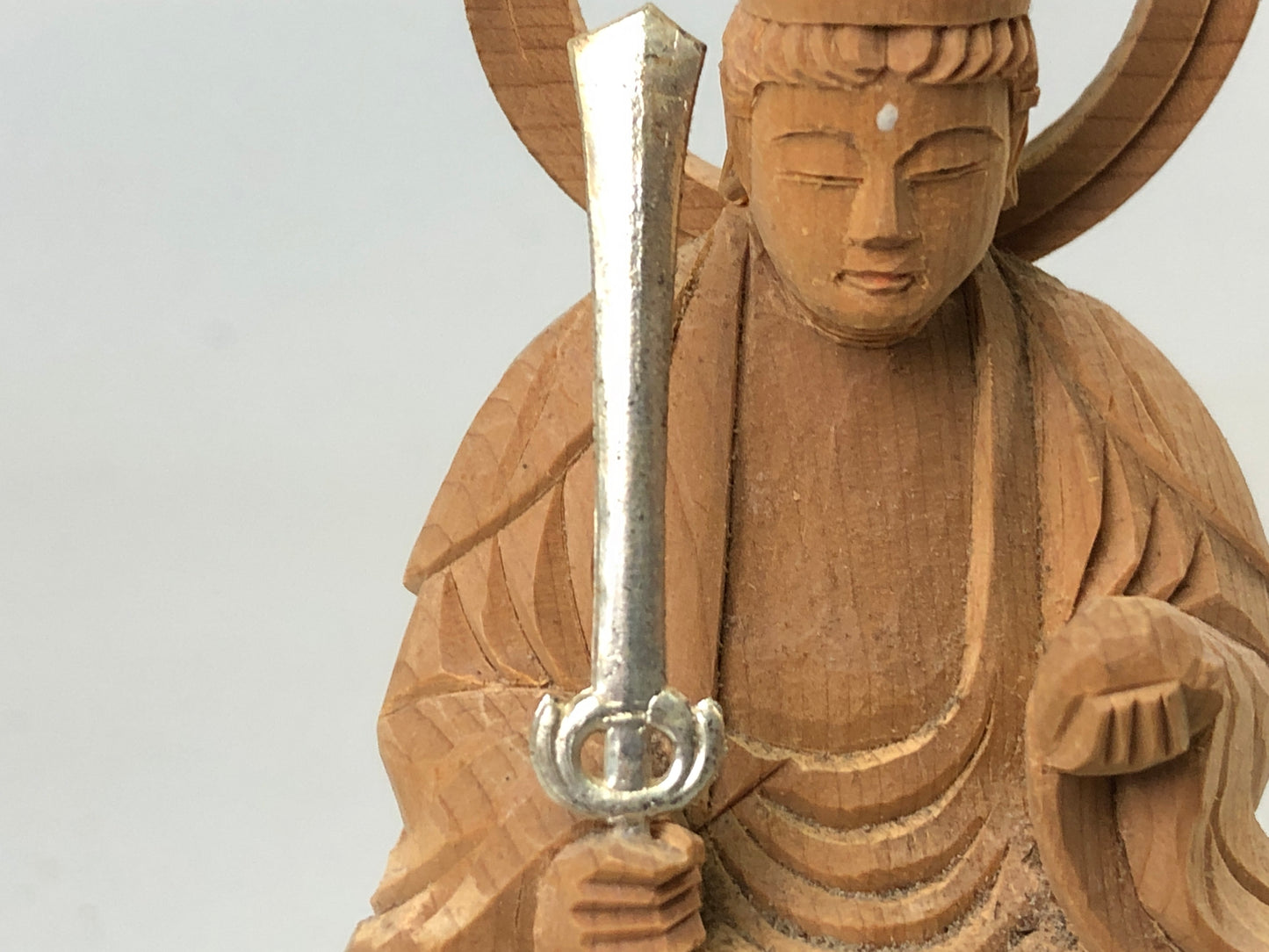 Y7587 STATUE plain wood carving seated Buddha figurine Japan antique interior