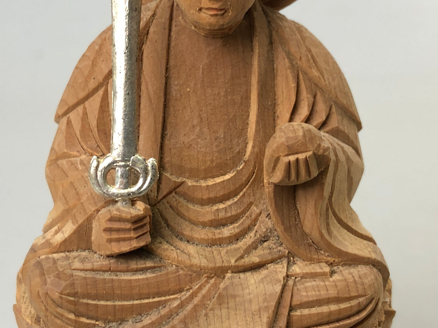 Y7587 STATUE plain wood carving seated Buddha figurine Japan antique interior