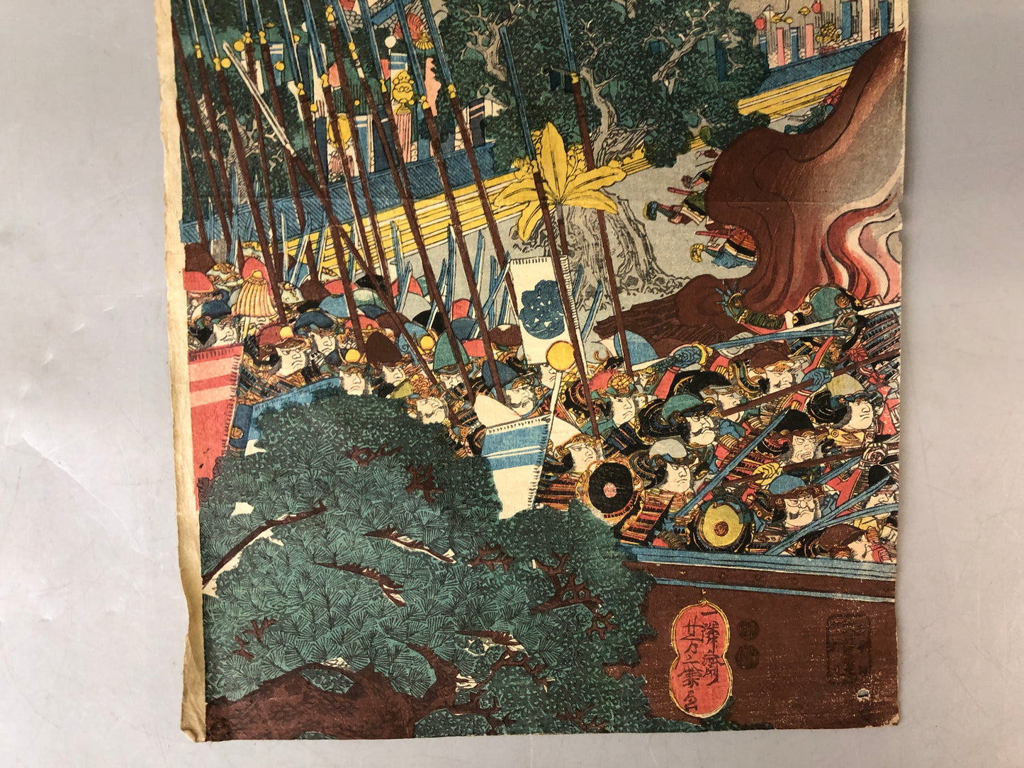 Y7594 WOODBLOCK PRINT Utagawa Yoshikado battle warrior Japan Ukiyoe antique art
