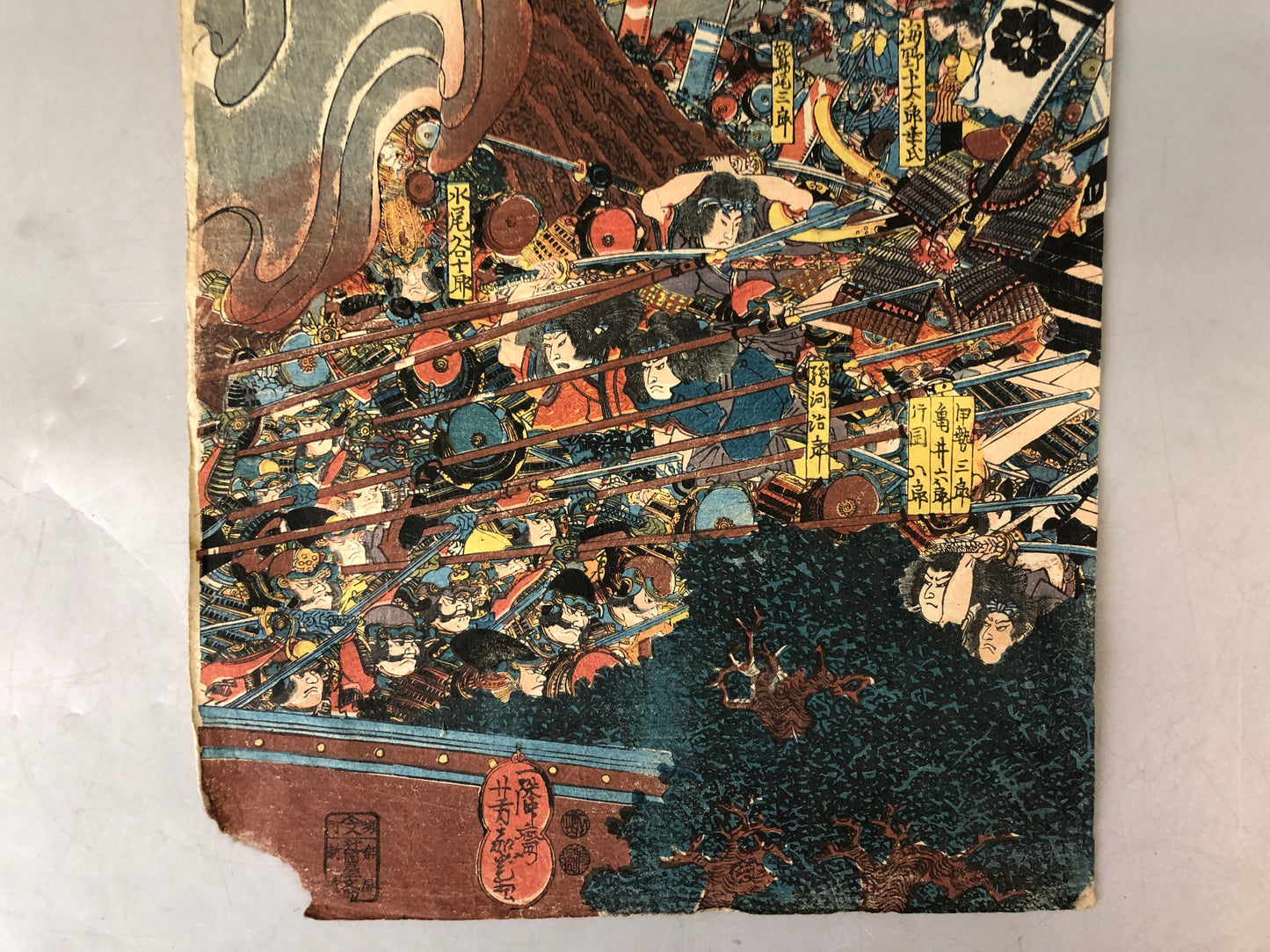 Y7594 WOODBLOCK PRINT Utagawa Yoshikado battle warrior Japan Ukiyoe antique art
