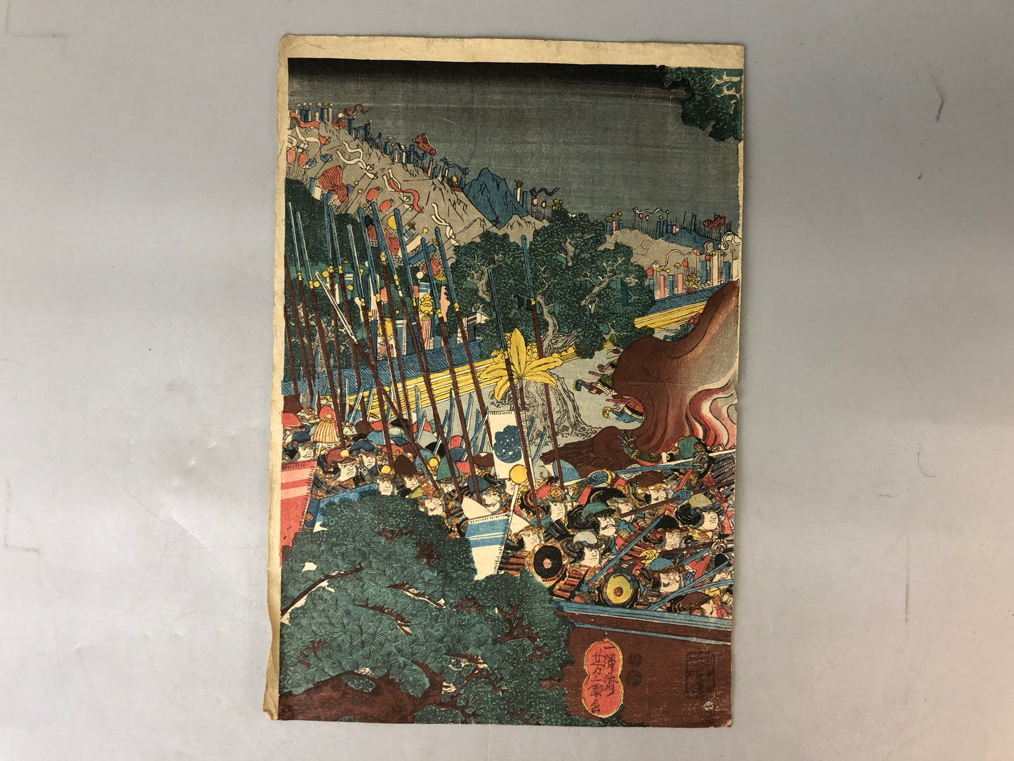 Y7594 WOODBLOCK PRINT Utagawa Yoshikado battle warrior Japan Ukiyoe antique art