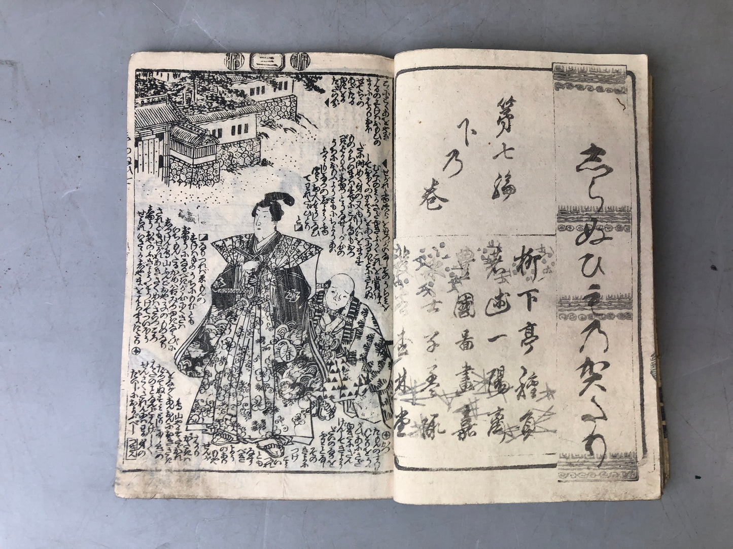 Y7597 WOODBLOCK PRINT Japanese book Toyokuni Ezoshi illustration Japan Ukiyoe