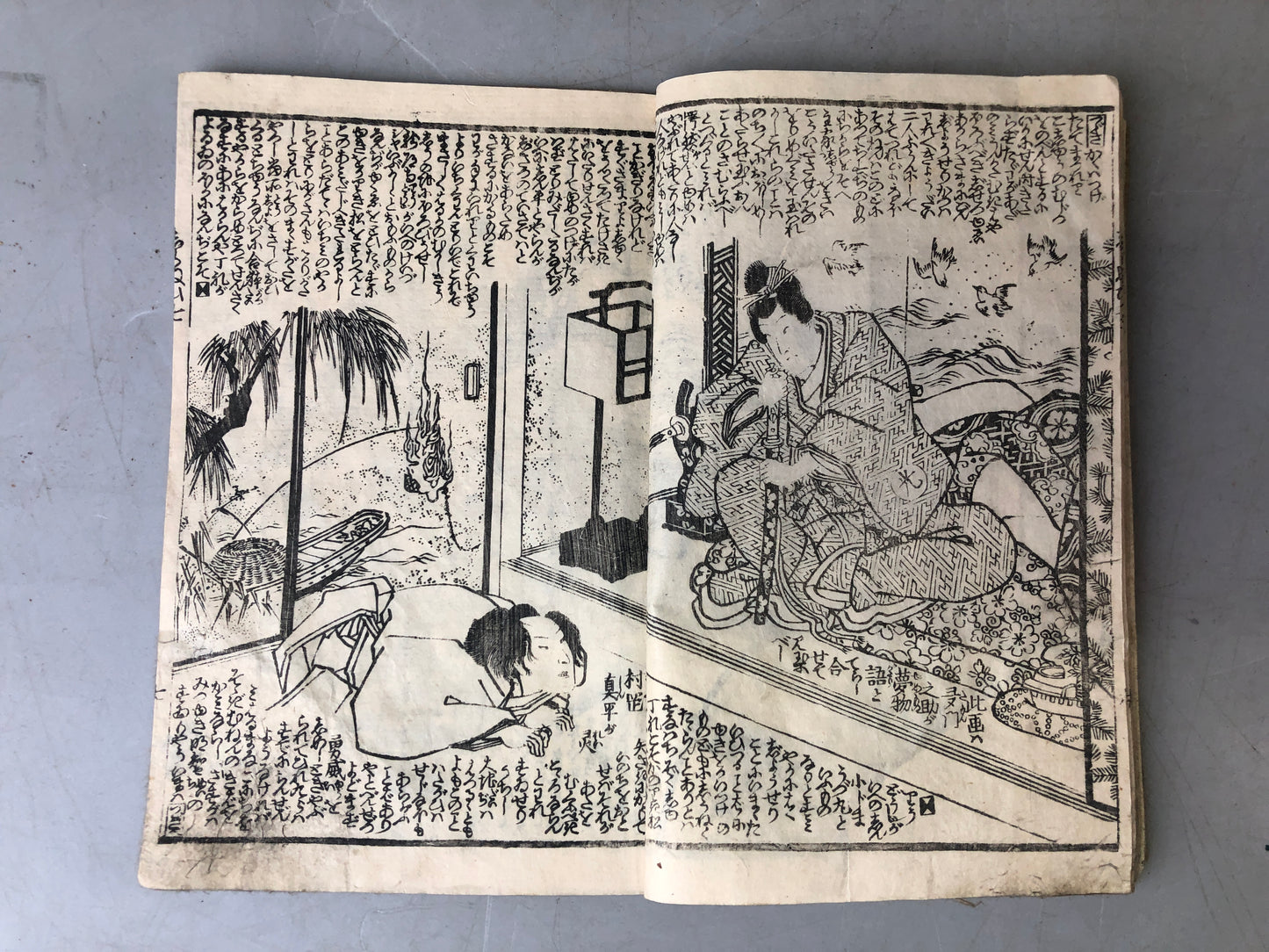 Y7597 WOODBLOCK PRINT Japanese book Toyokuni Ezoshi illustration Japan Ukiyoe