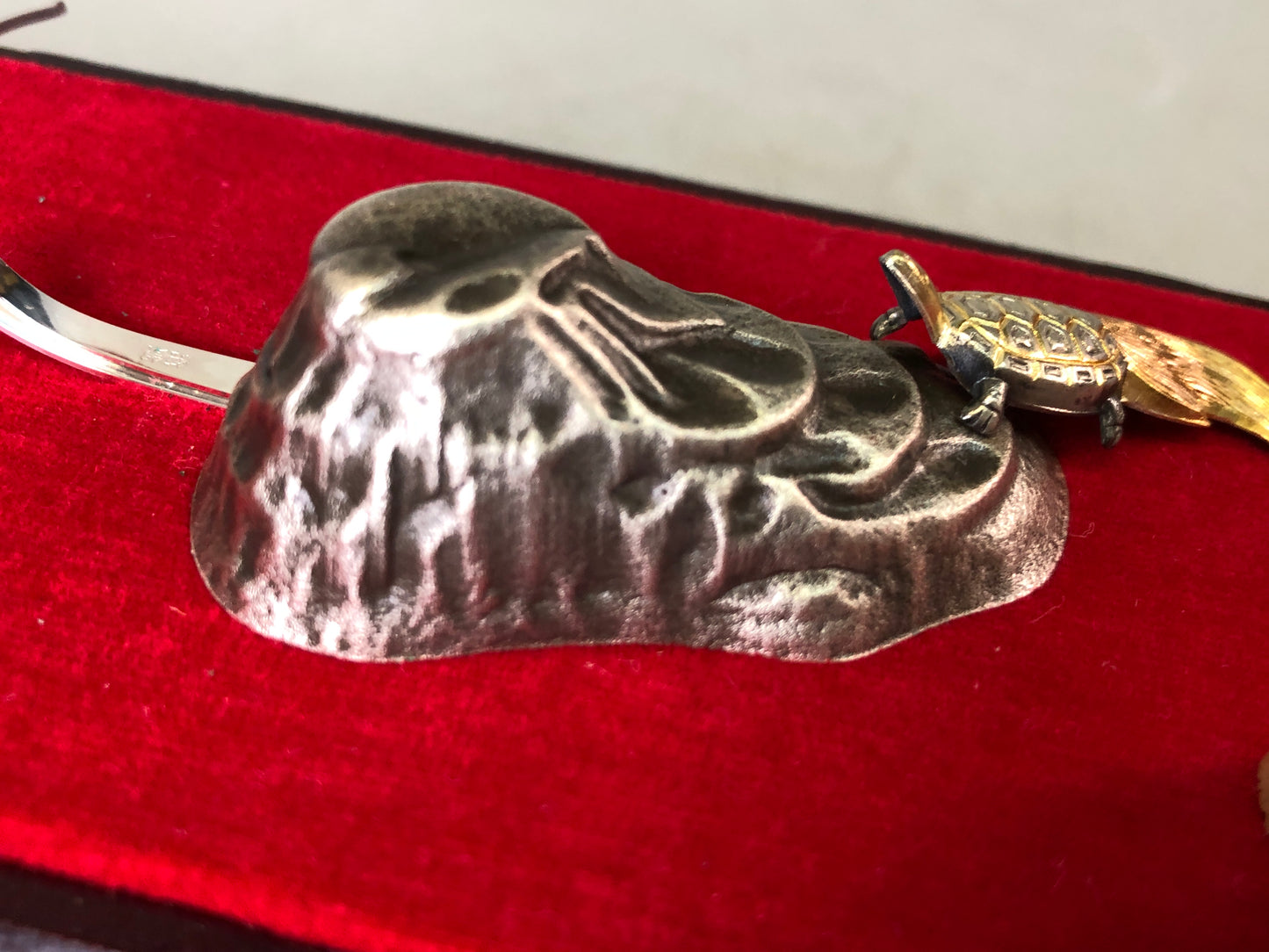 Y7607 OKIMONO pure silver Crane Turtle figurine Japan antique interior figure