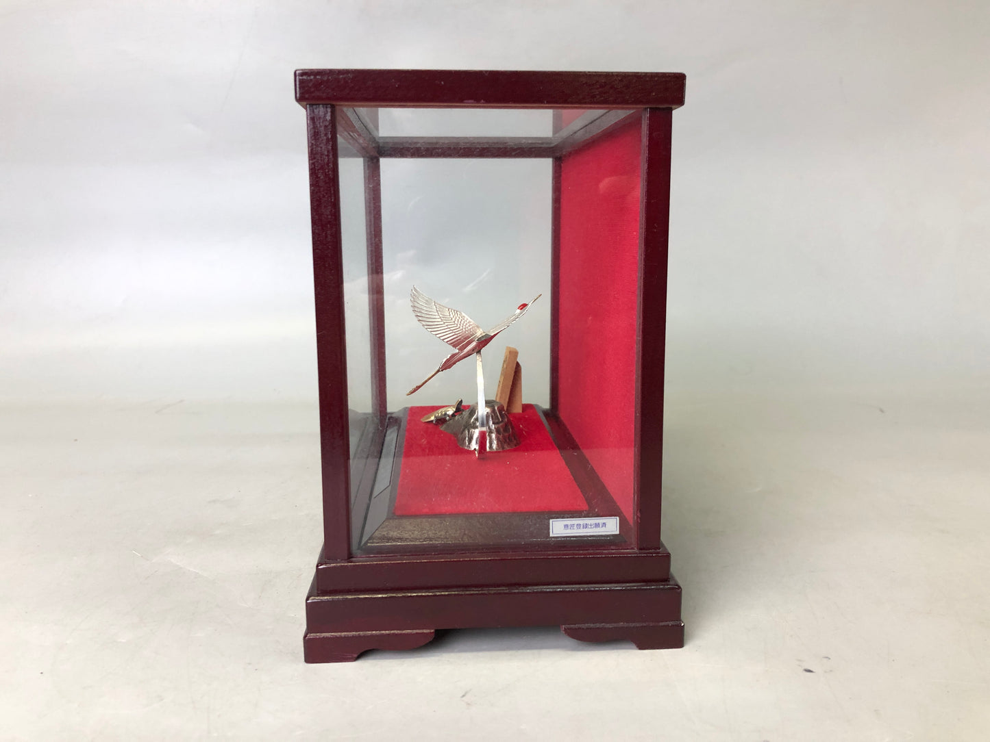 Y7607 OKIMONO pure silver Crane Turtle figurine Japan antique interior figure