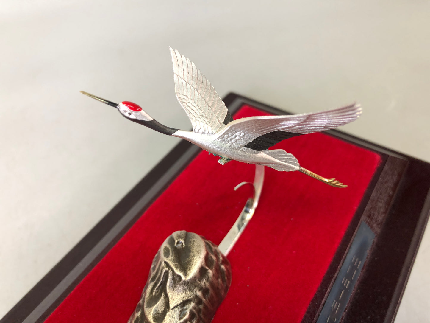 Y7607 OKIMONO pure silver Crane Turtle figurine Japan antique interior figure