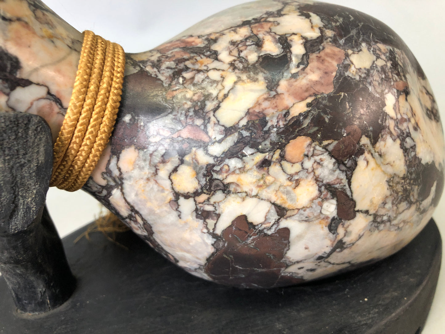Y7611 OKIMONO gourd-shaped stone figurine stand Japan antique interior figure