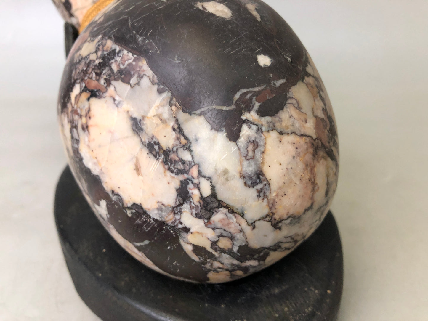 Y7611 OKIMONO gourd-shaped stone figurine stand Japan antique interior figure