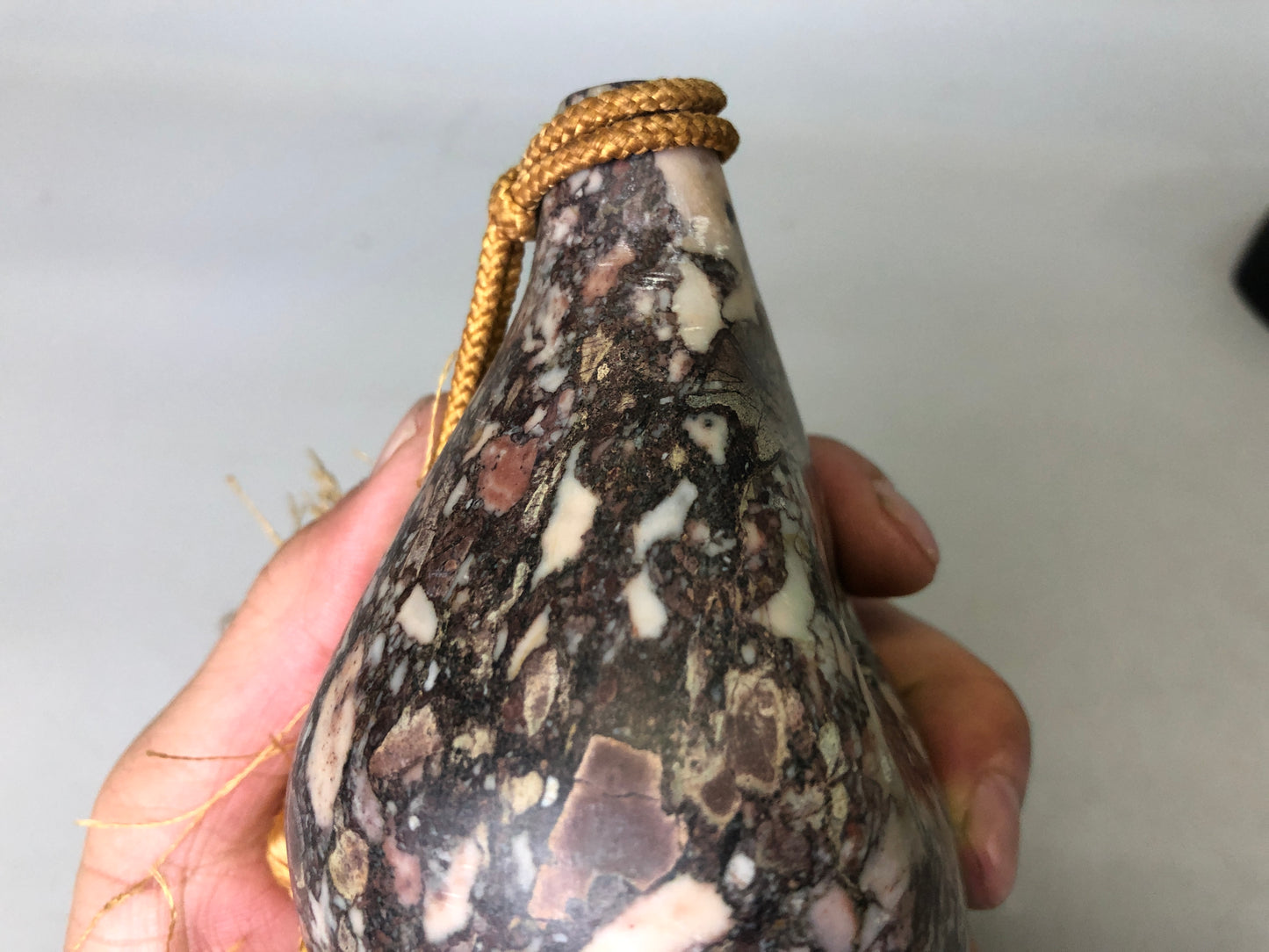 Y7611 OKIMONO gourd-shaped stone figurine stand Japan antique interior figure