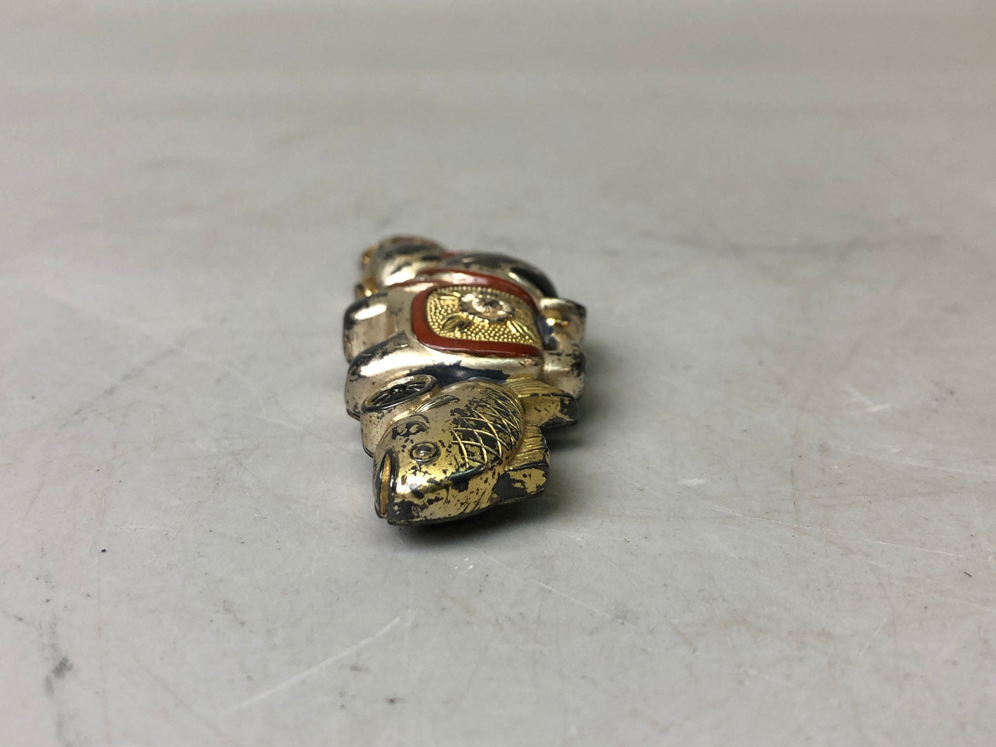 Y7636 OBIDOME metalwork Sash clip brooch signed Japan Kimono accessory antique
