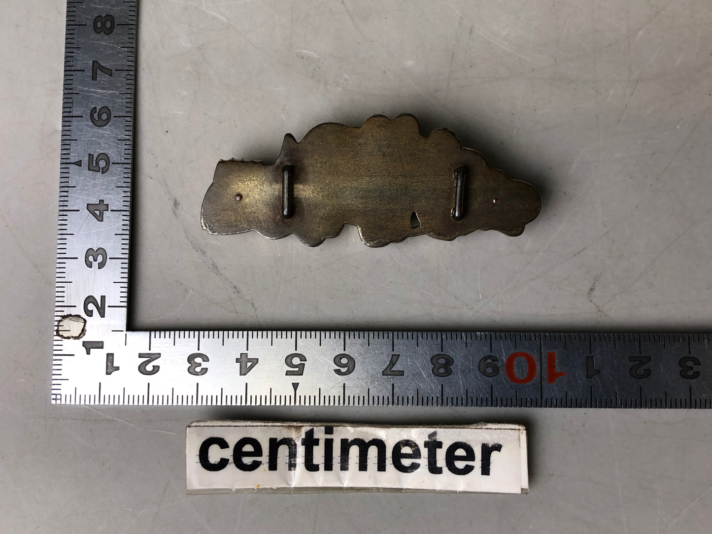 Y7636 OBIDOME metalwork Sash clip brooch signed Japan Kimono accessory antique