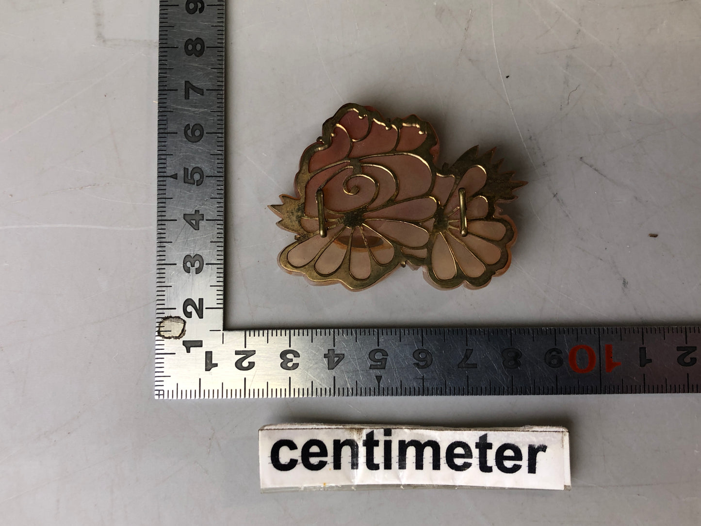 Y7659 OBIDOME sash clip brooch sunflower carving Japan antique kimono accessory