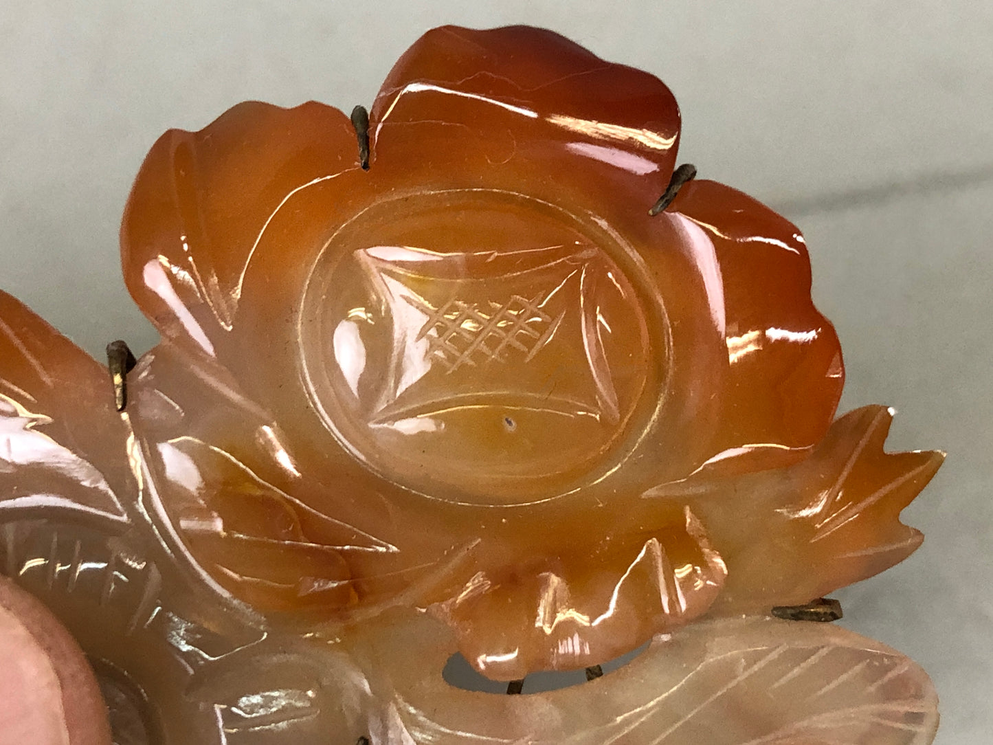 Y7659 OBIDOME sash clip brooch sunflower carving Japan antique kimono accessory