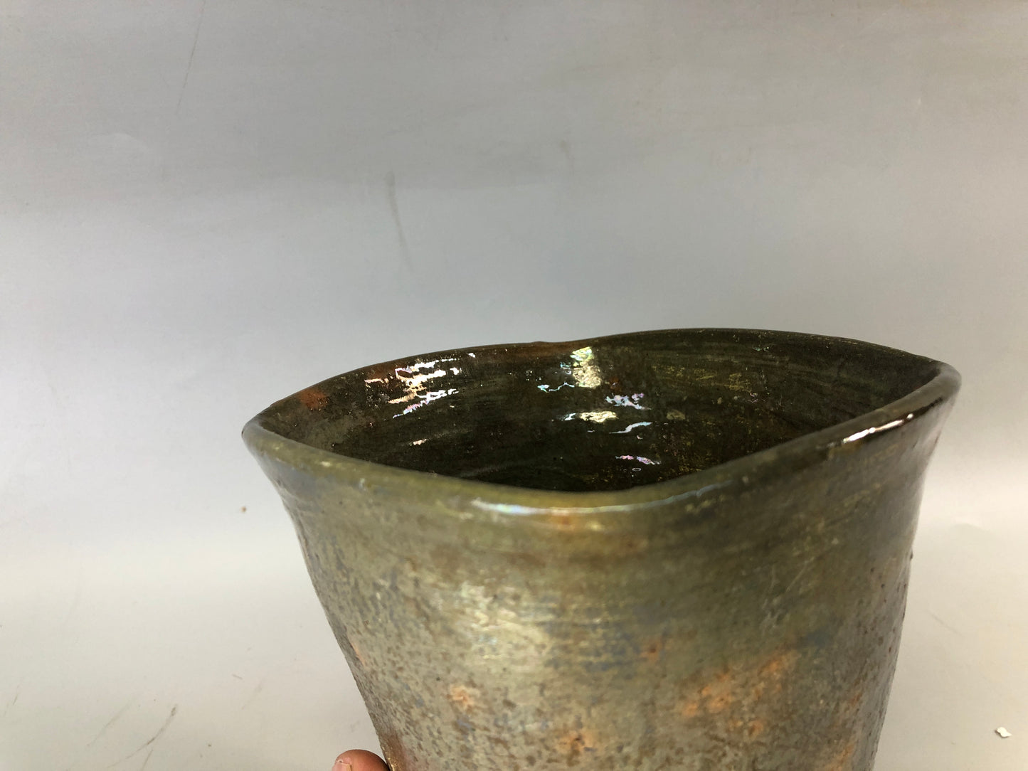 Y7663 MIZUSASHI Raku-ware red water pot signed box Japan antique tea ceremony