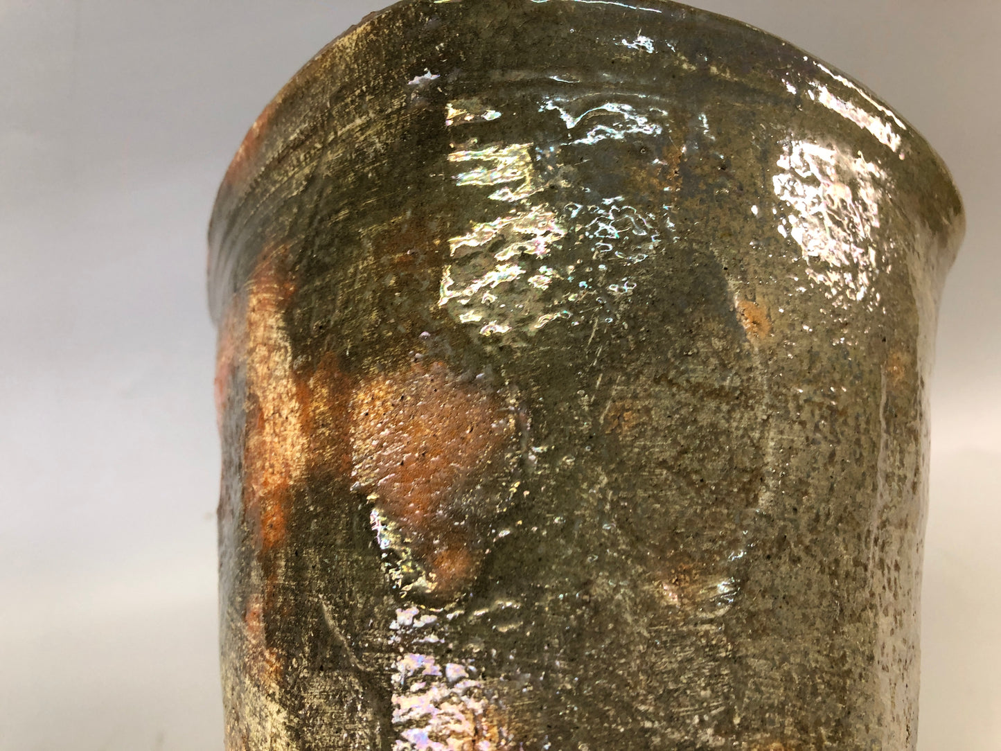 Y7663 MIZUSASHI Raku-ware red water pot signed box Japan antique tea ceremony