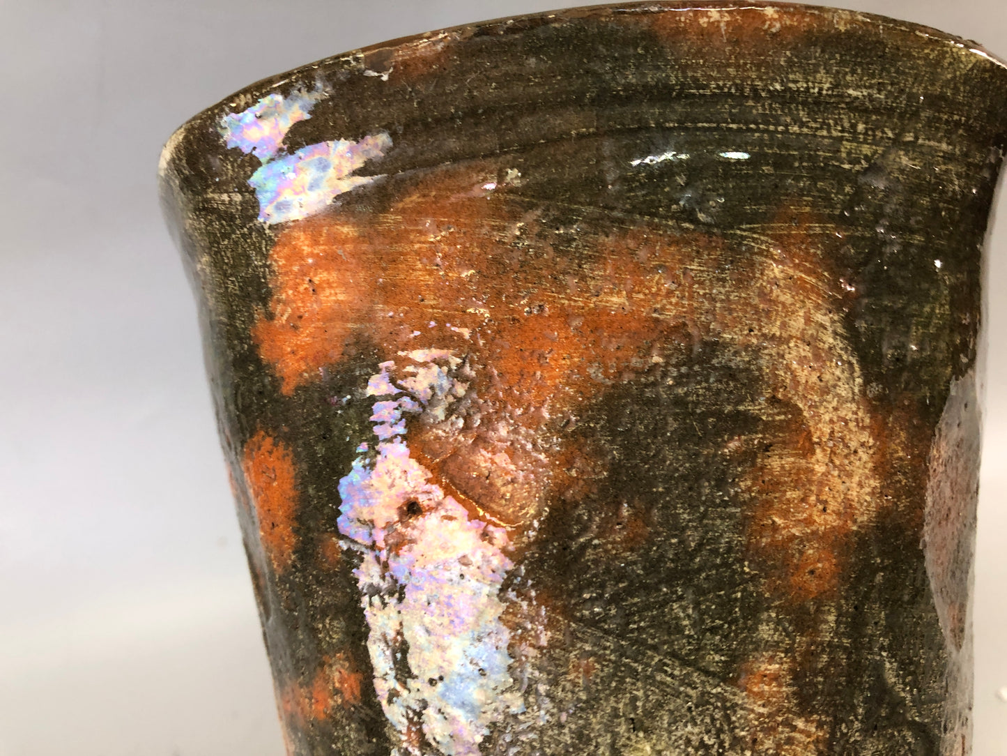 Y7663 MIZUSASHI Raku-ware red water pot signed box Japan antique tea ceremony