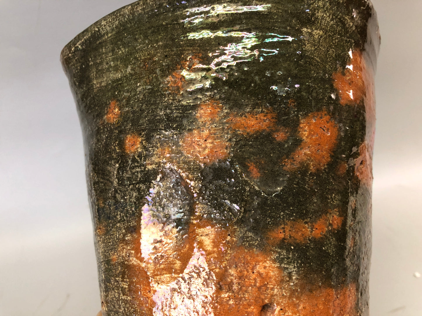Y7663 MIZUSASHI Raku-ware red water pot signed box Japan antique tea ceremony
